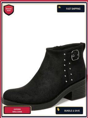 LifeStride Women's Other Half Ankle Booties, Round Toe, Side Zipper, Stud &